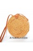 Wide round ata bag flower pattern with leather clip